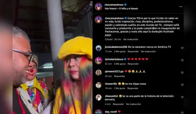 Choca se despide de Yola Polastri. Foto: Captura Instagram   