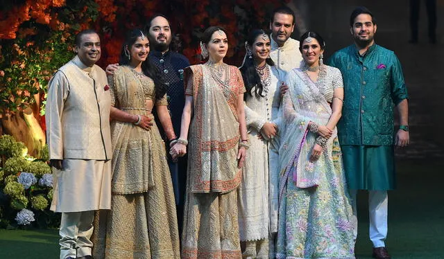  La boda refleja la opulencia de la familia Ambani. Foto: AFP<br>    