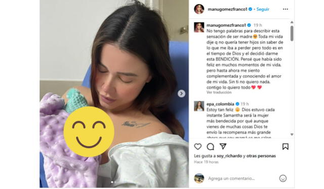 Manuela Gómez, ex chica reality con su hijo recién nacido. Foto: composición LR/ Manuela Gómez/ Instagram   