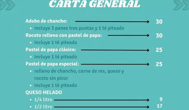  Esta es la carta general del emprendimiento Casa Nadal. Foto: La Casa Nadal/Instagram   