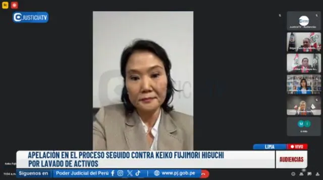 Keiko Fujimori, en audiencia de apelación sobre prisión preventiva   
