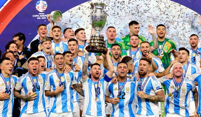  La selección argentina se coronó campeona de la Copa América 2024 tras vencer a Colombia. Foto: AFP   