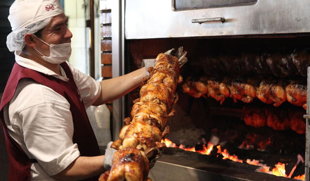 La venta del pollo a la brasa se traduce en el 20% de la producción nacional. Fuente: Andina   