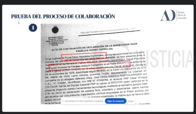 Abogado de Sada Goray pidió que se evalúen los documentos del proceso de colaboración eficaz   