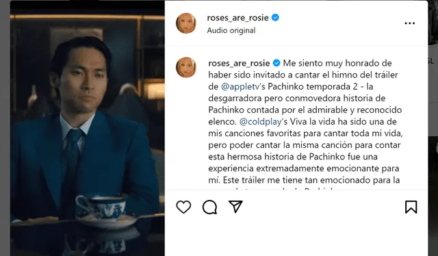 Mensaje de Rosé. Foto: captura Instagram/roses_are_rosie   