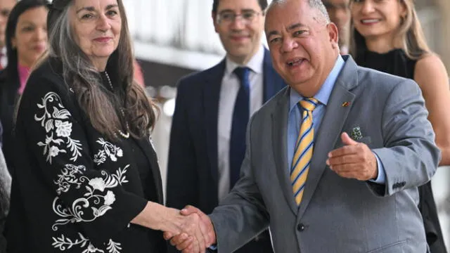  Jennie Lincoln y el jefe del CNE, Elvis Amoroso, tienen un acuerdo de acceso completo al proceso de votación. Foto: AFP   