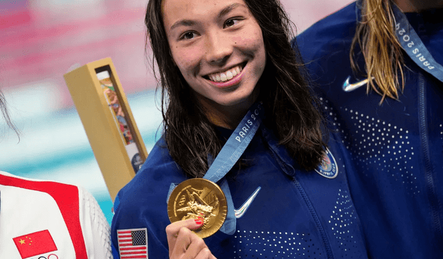  Torri Huske, nadadora olímpica estadounidense, ha sido una de las atletas que ganó el oro en París 2024. Foto: The Mercury News 