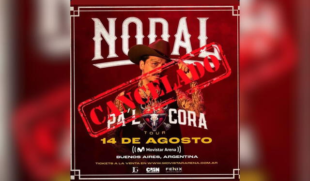 Christian Nodal cancela su concierto en Argentina. Foto: composición LR/ TickeStar   