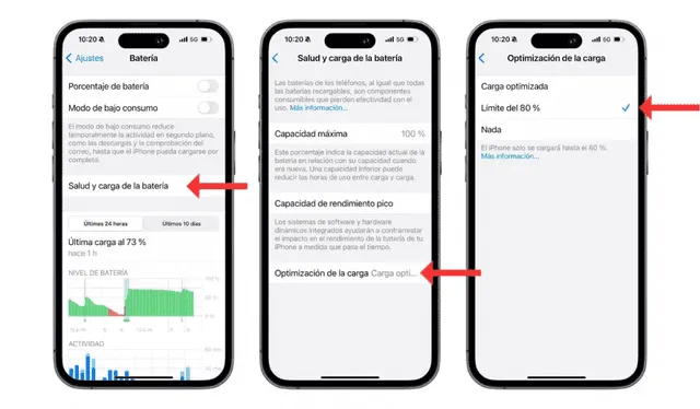  Apple tiene la función de carga optimizada o límite del 80%. Foto: La Manzana Mordida.   