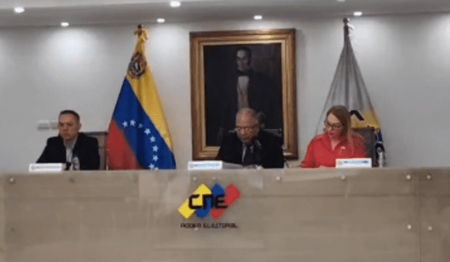 El CNE insiste en señalar sin pruebas la victoria de Nicolás Maduro. Foto: captura transmisión CNE   