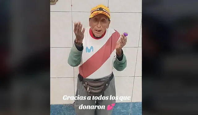 Adulto mayor agradeció el apoyo de usuarios. Suele vender helados en la calle Mercaderes. Foto: TikTok    