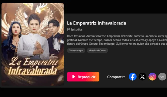 DramaBox es la plataforma oficial que transmite los capítulos de ‘La emperatriz infravalorada’. Foto: captura DramaBox   