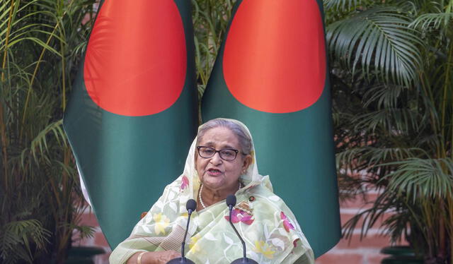 La Ministra de Bangladesh que huyo del país en un helicóptero. Foto: El Español   