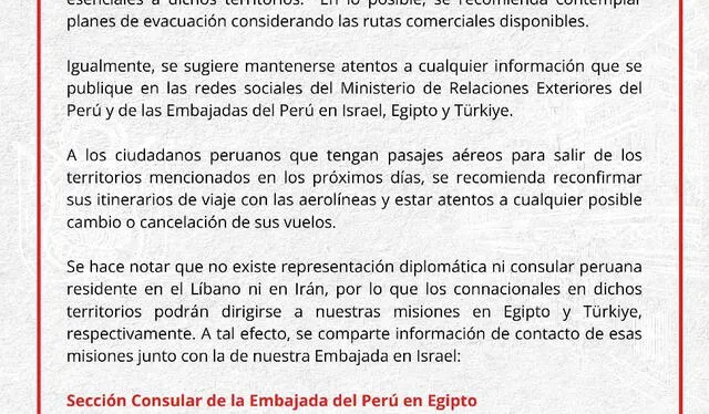 Ministerio de RREE recomendó no viajar a Líbano, Israel e Irán tras el deterioro de seguridad en las mencionadas naciones. Foto: X (Antes Twitter).   