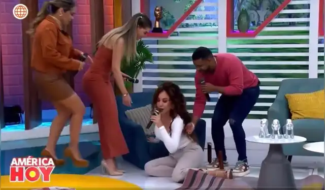Caída de Janet Barboza. Foto: captura/'América hoy'   