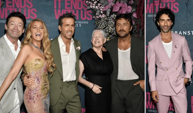 Justin Baldoni, Blake Lively, Rayan Reynolds y otros actores en el avant premiere. Foto: PageSix   