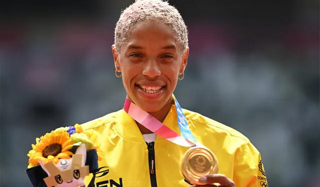 El último oro conseguido por Venezuela en unos Juegos Olímpicos fue Yulimar Rojas en Tokio 2020. Foto: AFP   