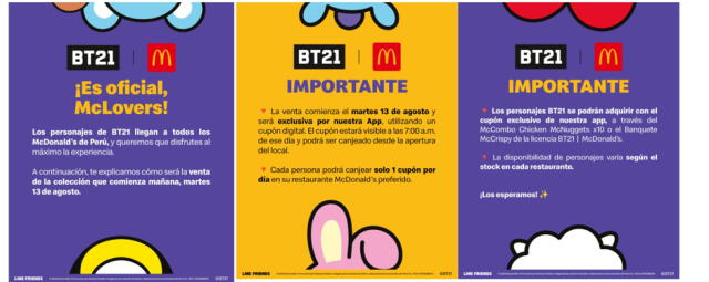  7 personajes principales de BT21. Foto: McDonald's   