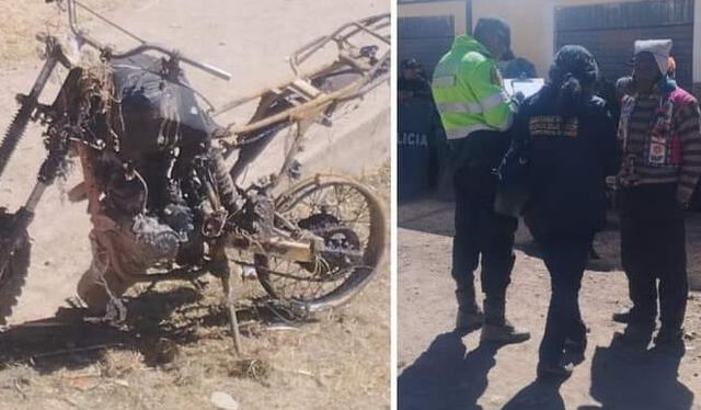  Motocicleta de la Victima fue hallada destruida. Foto: Cusco Noticias.    