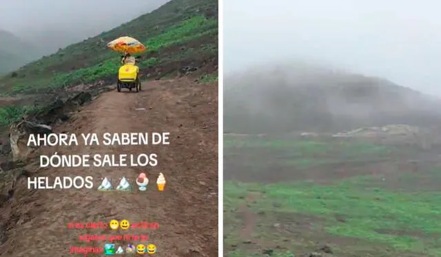  “Cuando se te antoja un helado en medio de las montañas”, señaló la joven en el video que no tardó en volverse viral en las redes sociales. Foto: composición LR/TikTok   