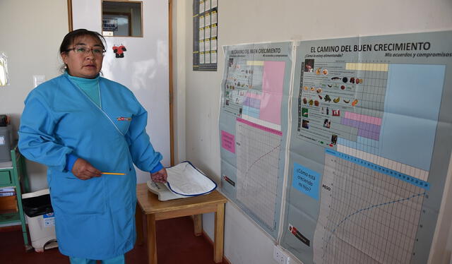 Lisbeth Salas, del centro de salud de Santa Adriana,Juliaca. “En la ciudad es más alto el índice de anemia que en zonas rurales”. Foto: Liubomir Fernández   