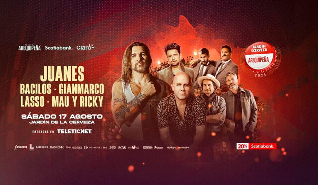 Concierto de Juanes, Lasso, Mau y Ricky y GianMarco en Perú. Foto: Teleticket   