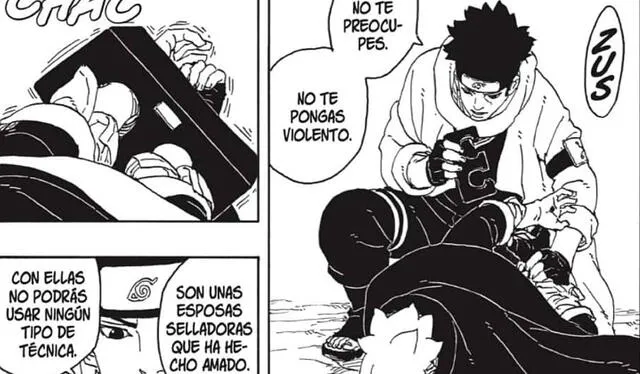   While badly injured, Boruto was arrested by Konohamaru. Photo: Manga Plus    