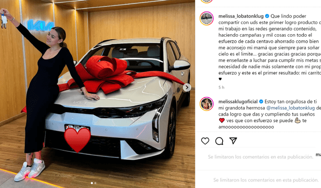 En el post, Melissa Klug le respondió a su hija por las emotivas palabras. Foto: Instagram/melissa_lobatonklug   