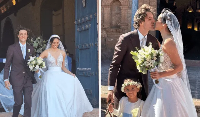 Danea Panta y su esposo en la Iglesia de Urubamba. Foto: Instagram/daneapanta 