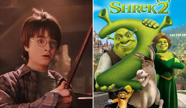  Los reestrenos de ‘Harry Potter y la piedra filosofal’ y ‘Shrek 2’ están disponibles para la promoción. Foto: composición LR/Warner Bros./DreamWorks    