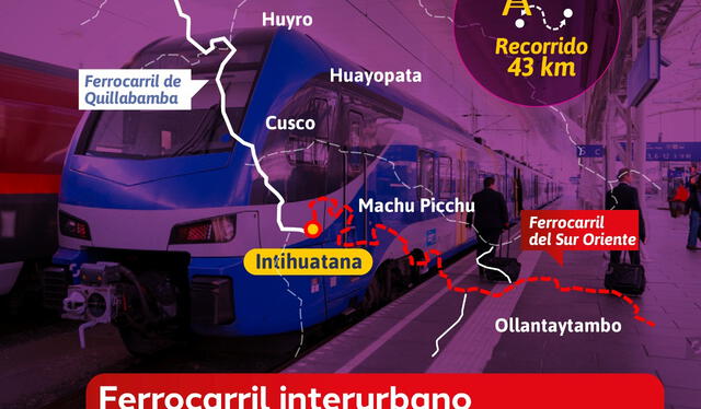 Mapa del tren publicado por el MTC. Foto: Ministerio de Transportes y Comunicaciones/Facebook   