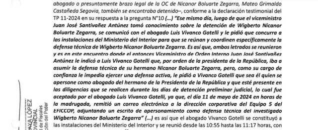 Detenido Mateo Castañeda, Juan Santiváñez llamó al Mininter a su amigo Luis Vivanco para que asuma la defensa de Nicanor Boluarte, señala un testigo protegido.   