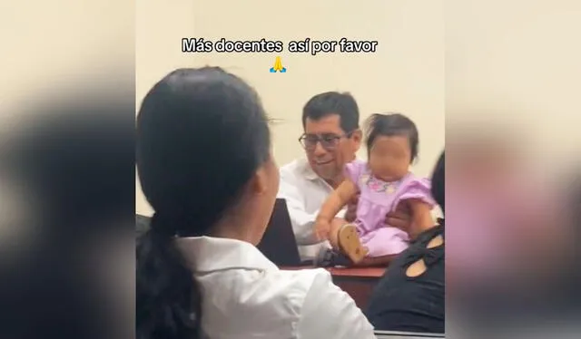  Ver al profesor cuidar a la nena generó miles de aplausos en las redes sociales. Foto: composición LR/TikTok   