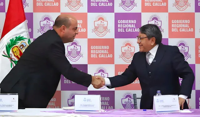  Spadaro y Castillo Rojo en tenso y breve encuentro reciente en Consejo Regional de Seguridad. (Foto: GORE del Callao)   