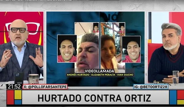 Beto Ortiz publica videollamada de Andrés Hurtado, Elizabeth Peralta e Iván Siucho. Foto: Willax   