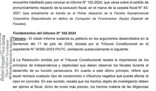 La resolución fiscal que acepta la exclusión del fiscal Pérez de nueva investigación a Keiko Fujimori   