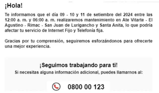 Comunicado de Claro a través de correo electrónico masivo. Foto: Captura. Comunicado de Claro a través de correo electrónico masivo. Foto: Captura.