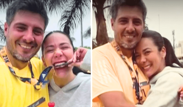 Magdyel Ugaz y su pareja en maratón de Lima. Foto: Instagram/magdyelugaz   