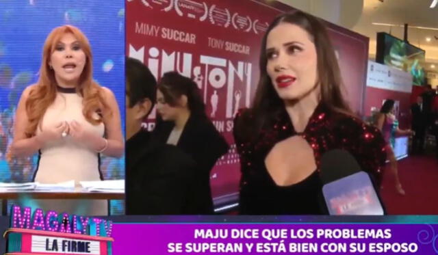 Maju Mantilla revela que está bien con su esposo y su familia. Foto: Magaly TV, la firme   