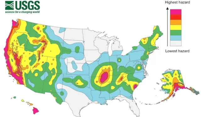  Reporte de intensidad sísmica en Estados Unidos. Foto: USGS    