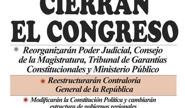 Portada de La República al día siguiente de la declaratoria del autogolpe, por parte de Alberto Fujimori. Periodistas que denunciaban violaciones de derechos humanos y la corrupción del régimen fueron perseguidos.   