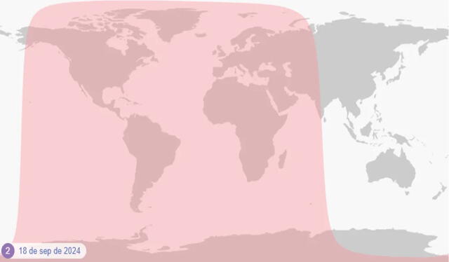 Zonas del mundo en las que será visible el eclipse lunar parcial. Foto: Time and Date   