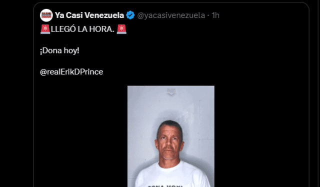 Erik Prince retuiteó la publicación, horas después, en su cuenta oficial de 'X'.    