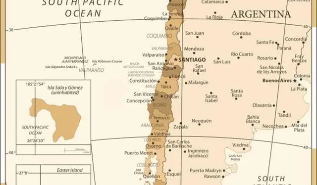  Chile reclama soberanía sobre una amplia área de la Antártida. Foto: Mapa Chile   