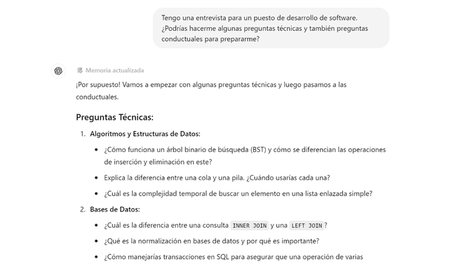  Puedes simular una entrevista con ChatGPT. Foto: Captura.   