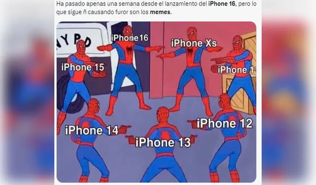  El lanzamiento del iPhone 16 generó una ola de divertidos memes que se hicieron virales en las redes sociales. Foto: composición LR/X  