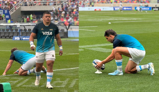 Los jugadores de la selección argentina realizan sus últimos movimientos antes del partido contra Sudáfrica. Fotos: ESPN   