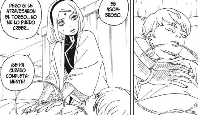  Sakura volvió a ‘Boruto: Two Blue Vortex’ tras aparecer revisando el daño a Inojin. Foto: Manga Plus    