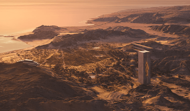  La torre forma parte del ambicioso plan Neom, que busca transformar el noroeste de Arabia Saudí en un destino de turismo futurista. Foto: Neom   