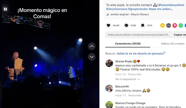 Deyvis Orosco se mostró agradecido con el cariño de los fans hacia su padre. Foto: Instagram   